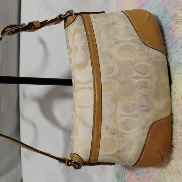 SALE! Auth Vintage Coach Signature Sufflette Cloth/Leather Shoulder/Handbag - Picture 4 of 14
